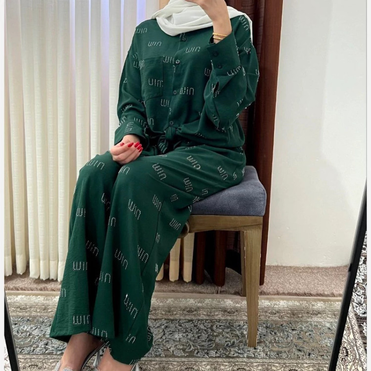 ست شومیز و شلوار زنانه خارجی نگین دار