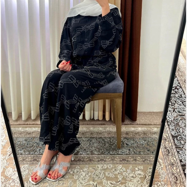 ست شومیز و شلوار زنانه خارجی نگین دار