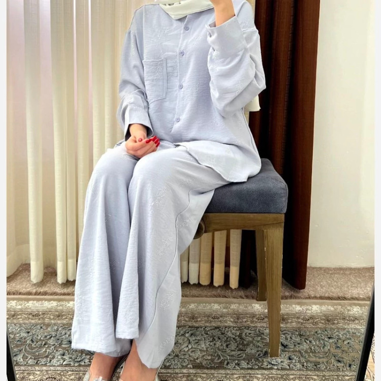 ست شومیز و شلوار زنانه خارجی نگین دار