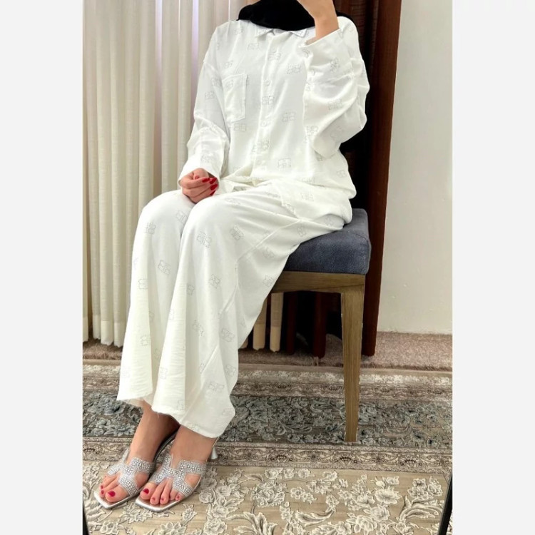ست شومیز و شلوار زنانه خارجی نگین دار